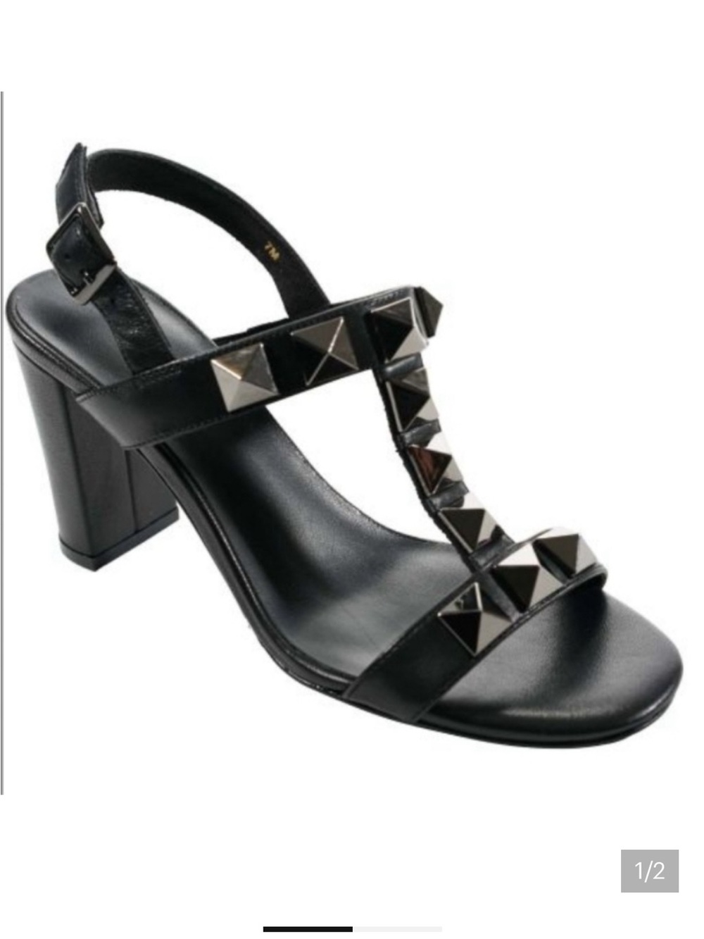 Vaneli  Black Studded Block Heel Sandal, only worn once